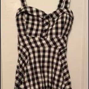 Ixia Black/White Check Sleeveless Fit and Flare Midi Dress - size XL